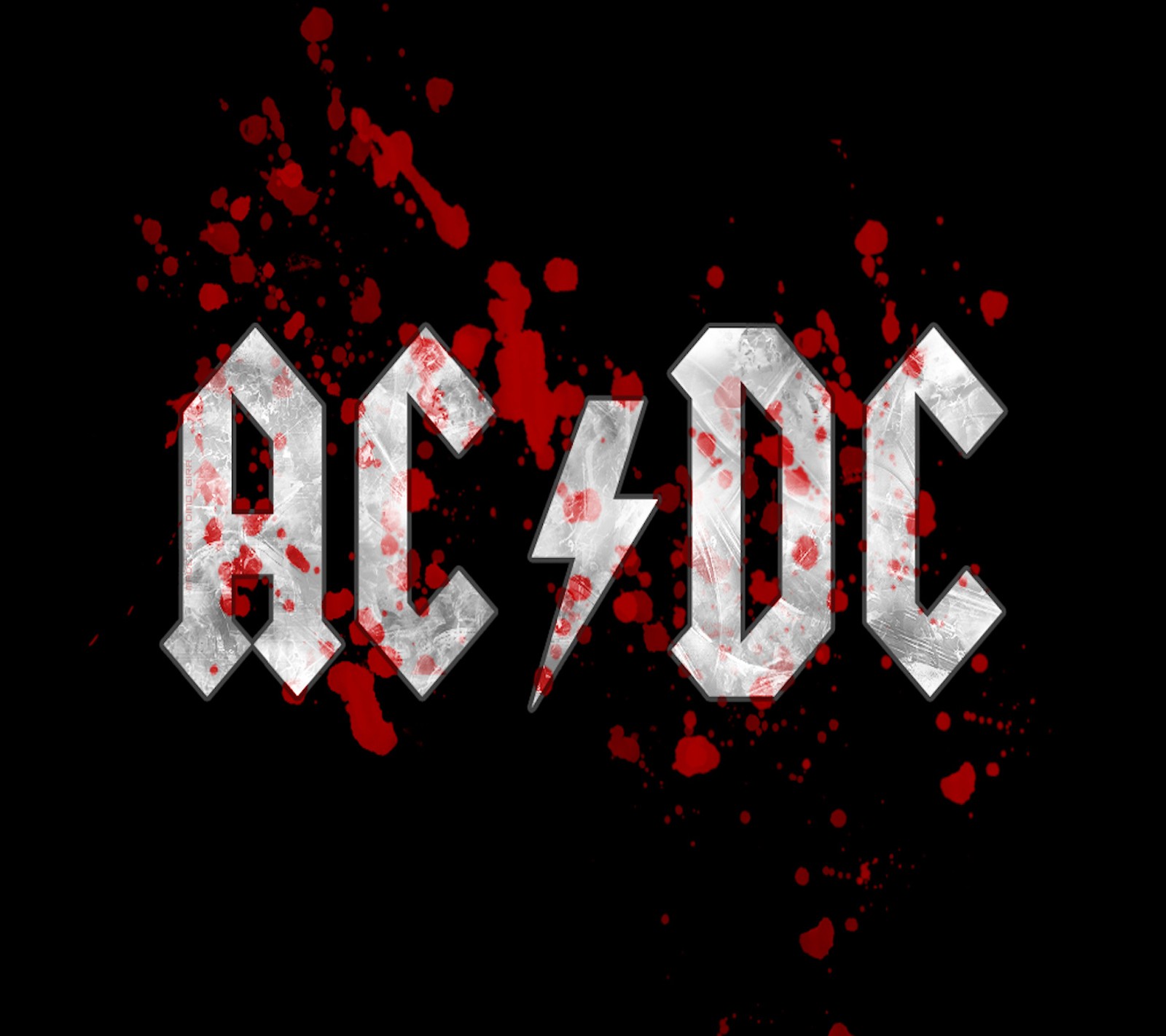 Logo de ac / dc con manchas de sangre en un fondo negro (acdc, ac dc)