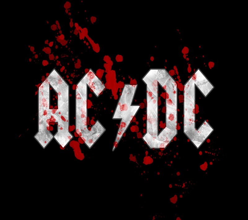 Логотип ac / dc с пятнами крови на черном фоне (acdc, ac dc)