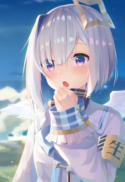 amane kanata, ange, anime, œil bleu, mignon