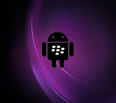 Robot Android avec logo Blackberry sur fond violet