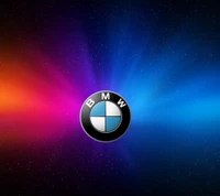 BMW-Logo vor einem lebhaften kosmischen Hintergrund