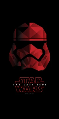 Red Stormtrooper Helmet from Star Wars: The Last Jedi on a Black Background