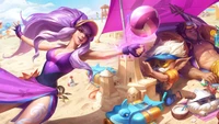 Vibras de Fiesta en la Piscina Soleada con Syndra y Amigos