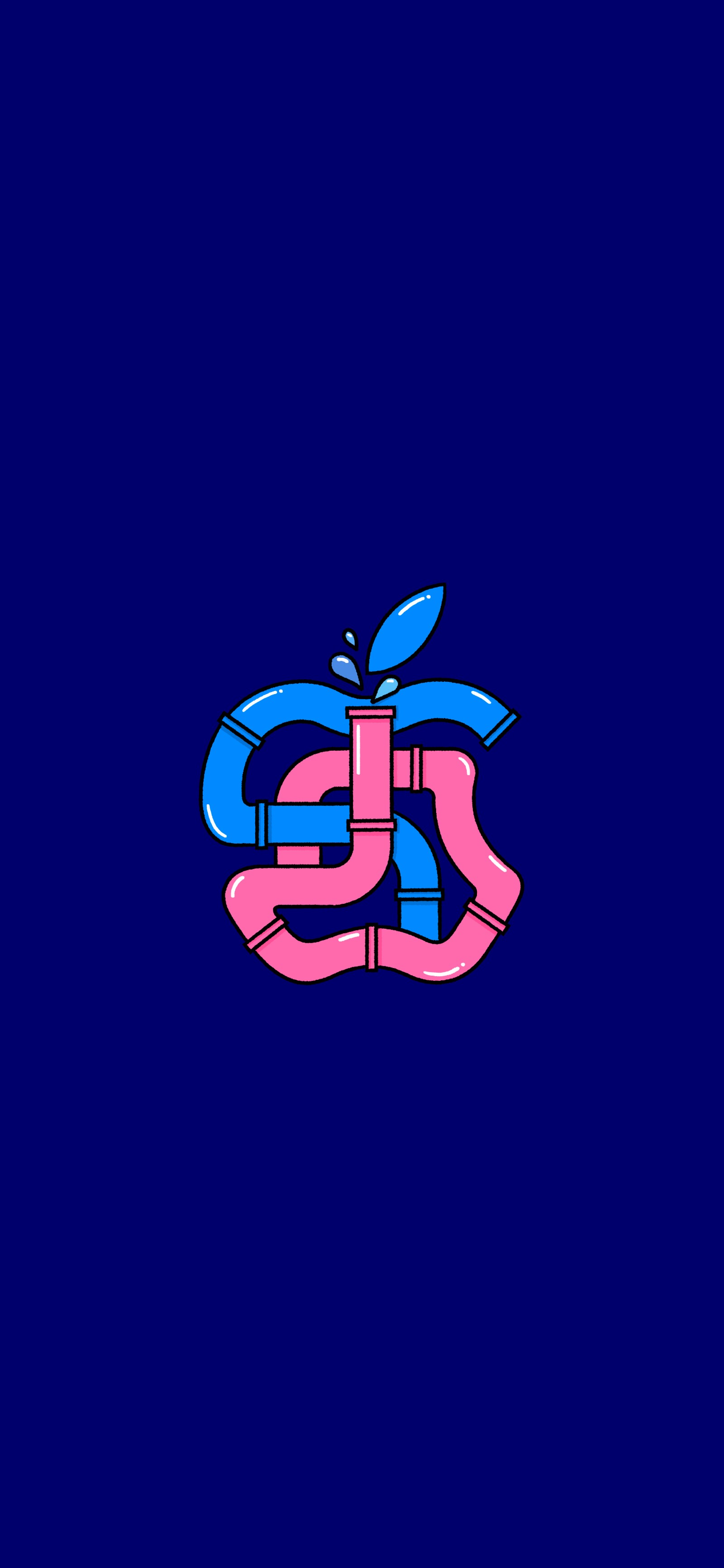 Un fondo azul con una manzana rosa (manzanas, manzana, azul eléctrico, símbolo, emblema)