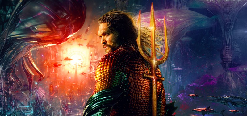 Постер фильма аквамена (аквамен и затерянное королевство, aquaman and the lost kingdom, широкоформатный, 8k, джейсон момоа)