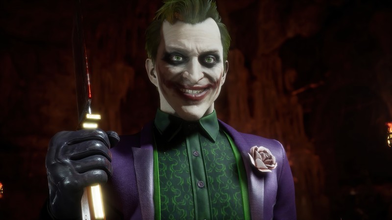 Статуя бэтмена против джокера с ножом в руке (джокер, joker, улыбка, mortal kombat 11, mk11)