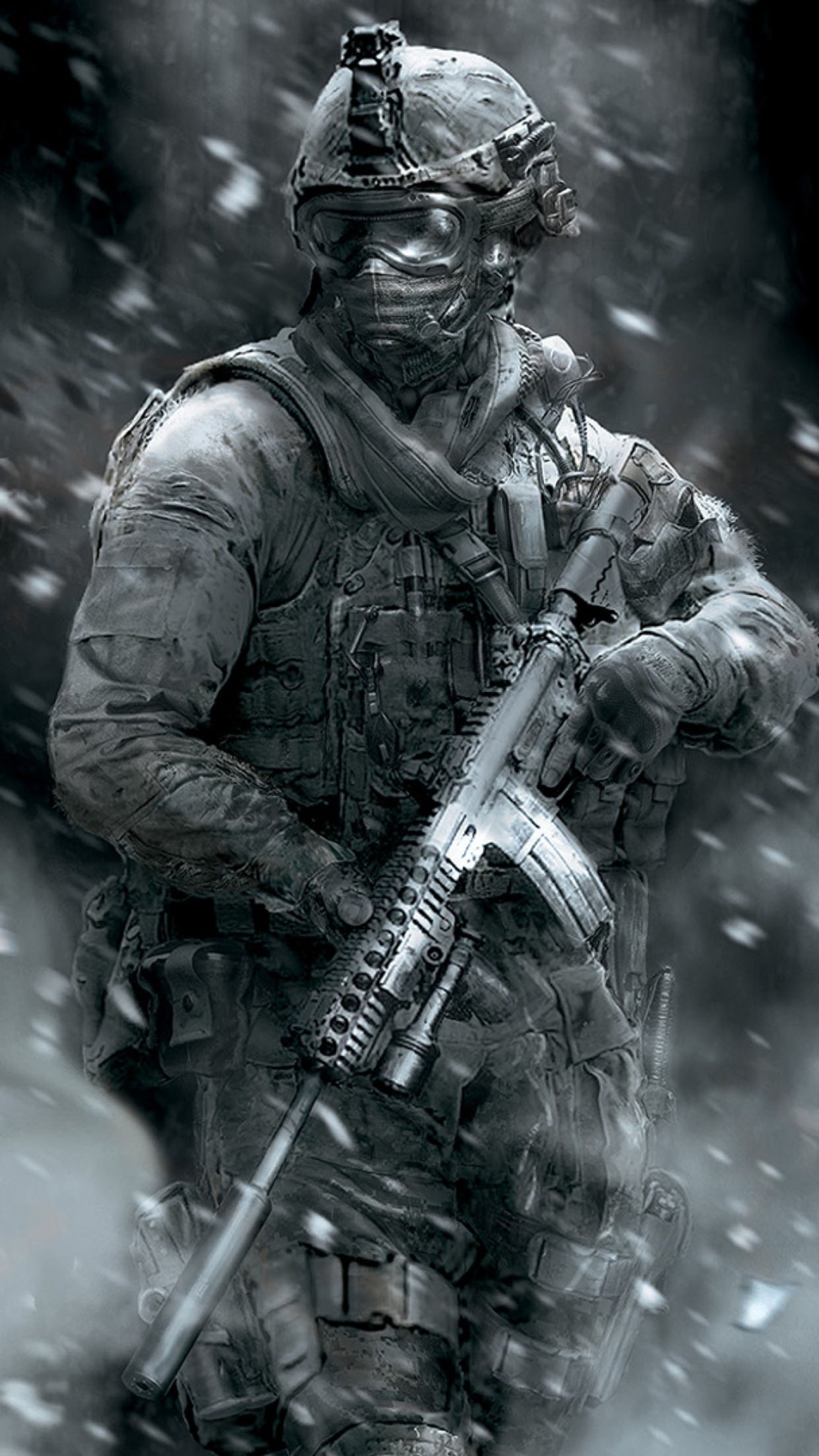 Arafed soldier with a rifle in the snow (call of duty modern warfare 2, soldier, army, military, military organization)