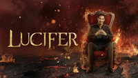 Lucifer Sitting on Throne Surrounded by Flames