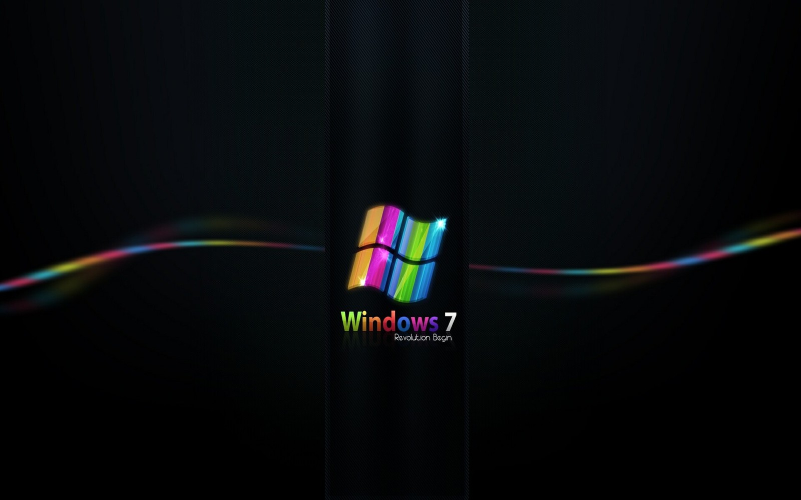 Um fundo preto com um logotipo do windows 7 colorido de arco-íris (windows 7, microsoft windows, luz, design gráfico, tecnologia)