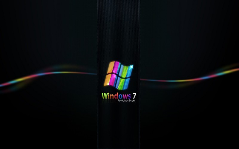 Черный фон с радужным логотипом windows 7 (windows 7, microsoft windows, свет, графический дизайн, технология)