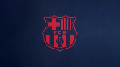 FC Barcelona Crest on Navy Blue Background - 4K Wallpaper