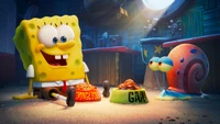 bob esponja, spongebob squarepants, gary, la película de bob esponja un héroe fuera del agua, the spongebob movie sponge on the run