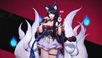 ahri, league of legends, lol, video game wallpaper