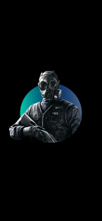 Masked Soldier in Darkness: Tom Clancy Inspired AMOLED Artwork