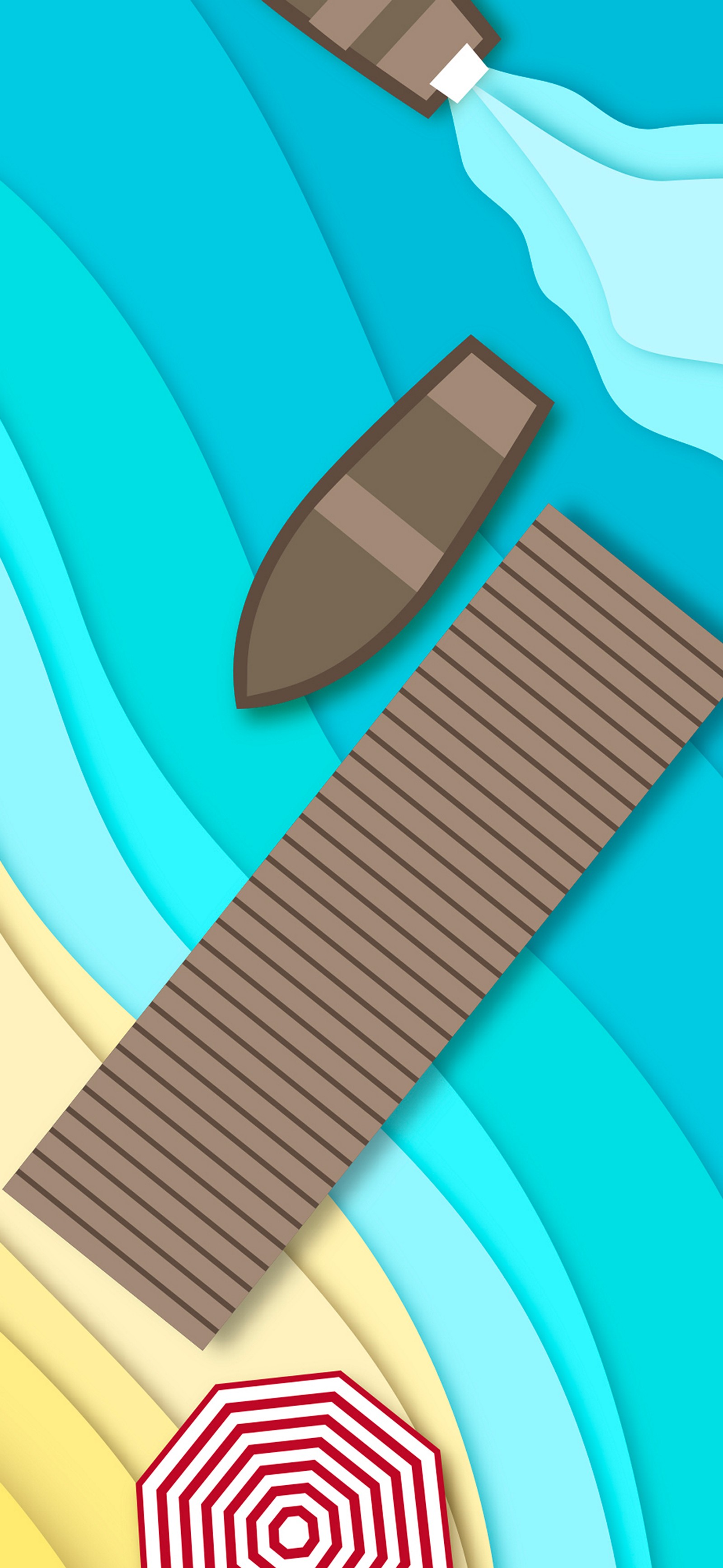 There is a boat that is sitting on the beach near a dock (cartoon, design, graphics, azure, blue)