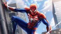 Dynamische Spider-Man Actionfigur in städtischer Umgebung