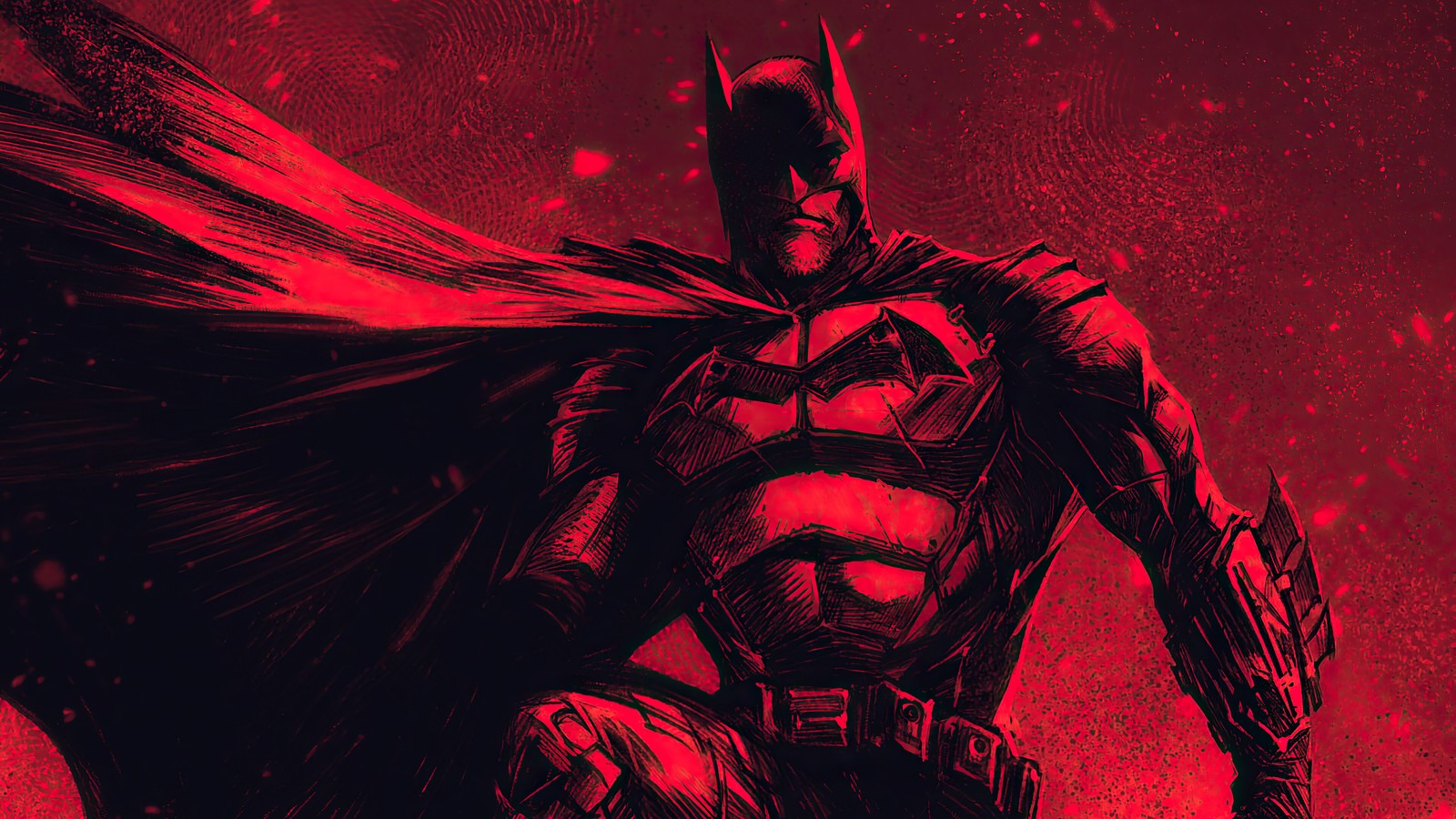 Batman in red and black with a red background (the batman 2022, movie, superheroes, superhero, art)