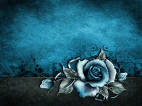 Navy Blue Rose on Textured Background with Floral Accents