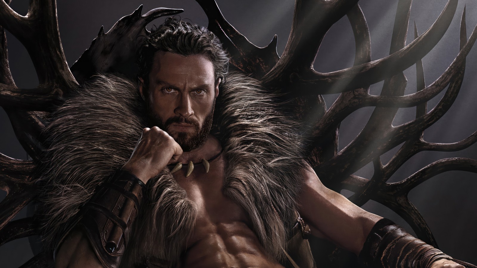 Baixar papel de parede kraven o caçador, marvel, filme, aaron taylor johnson, cartaz