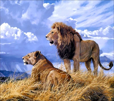 leones, cielo