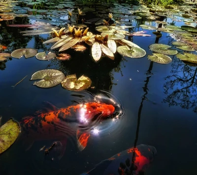 2013, colorido, peixes, hd, folhas