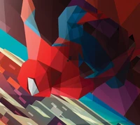 Dynamic Fusion of Iron Man and Spider-Man in Vibrant Geometric Art