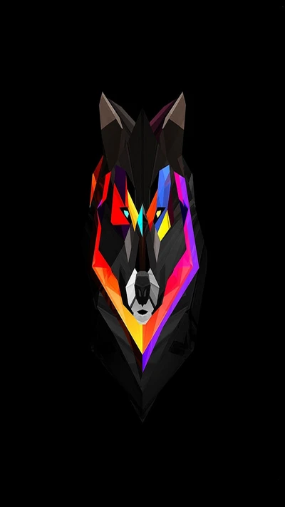 Vibrant Geometric Wolf Design