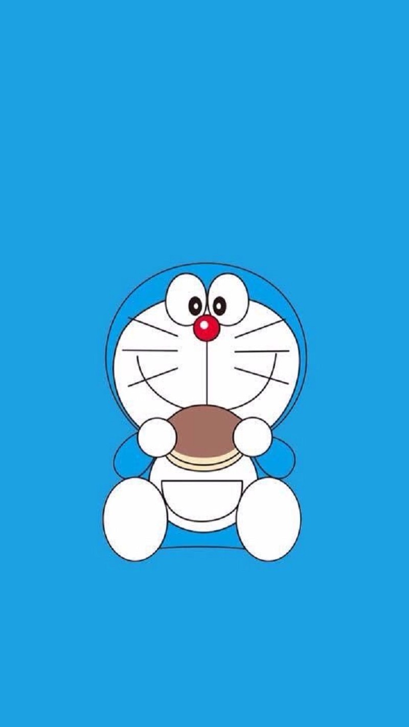 Кот в мультфильме с миской еды во рту (аниме, anime, дораэмон, doraemon)