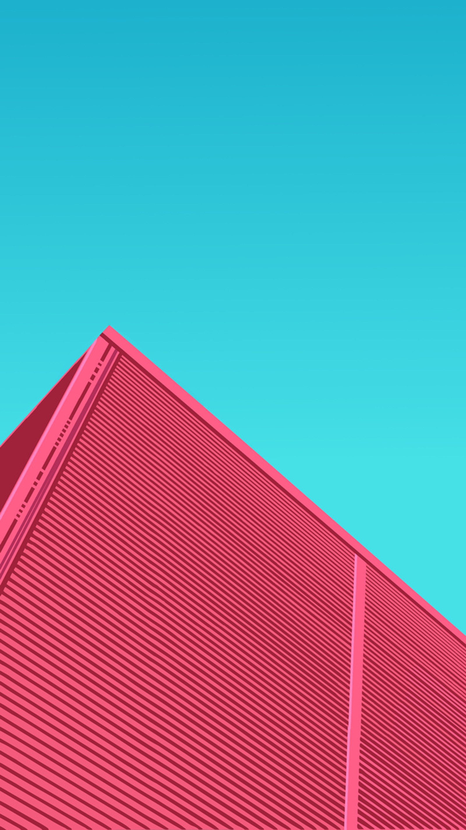 There is a red building with a clock on the top of it (abstract, g4, lg, pyramid)