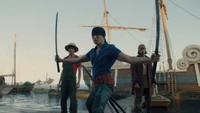 roronoa zoro, monkey d luffy, usopp, one piece, ação ao vivo