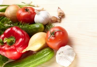 Fresh and Colorful Assortment of Local Vegetables and Garlic