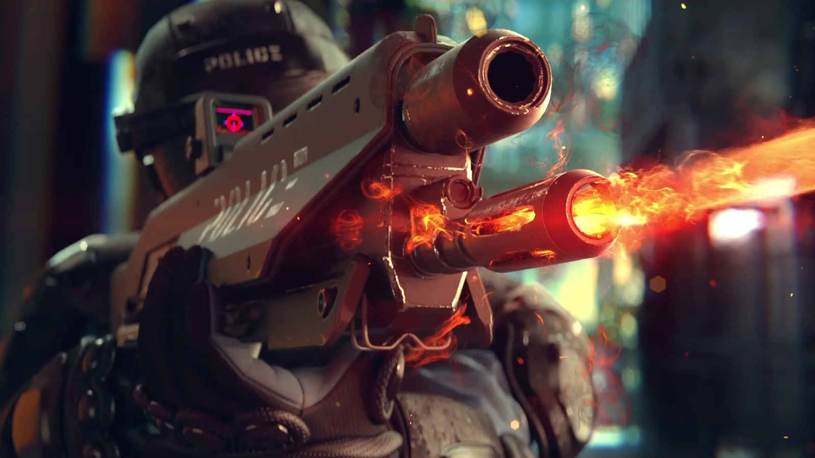 Lade cyberpunk 2077, videospiel, gewehr Hintergrund herunter