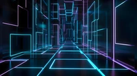 futuristic, hallway, neon lights, glowing, 5k wallpaper