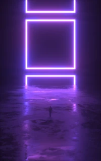 Neon Silhouette in a Violet-Illuminated Space