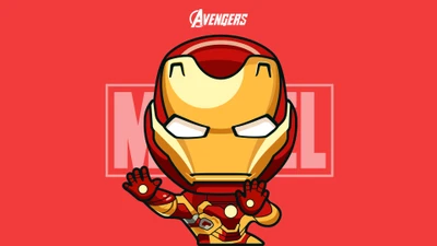 Chibi Iron Man: Avengers Marvel Cartoon Art in 4K