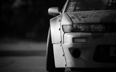 nissan 200sx, nissan, black and white, car, white