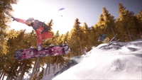 Epic snowboarders surcando un país de invierno