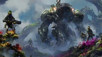 Mech Soldiers in a Vibrant Sci-Fi Landscape