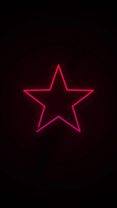 Neon Pink Pentagram in Dark Background