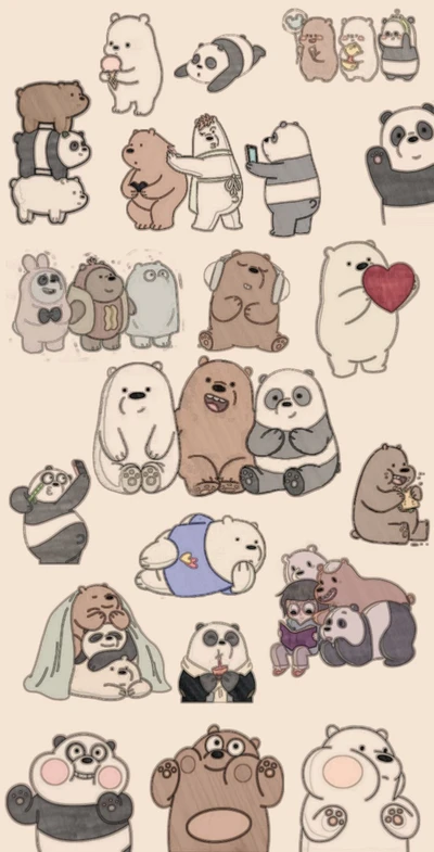 Playful Cartoon Bears Celebrating Halloween