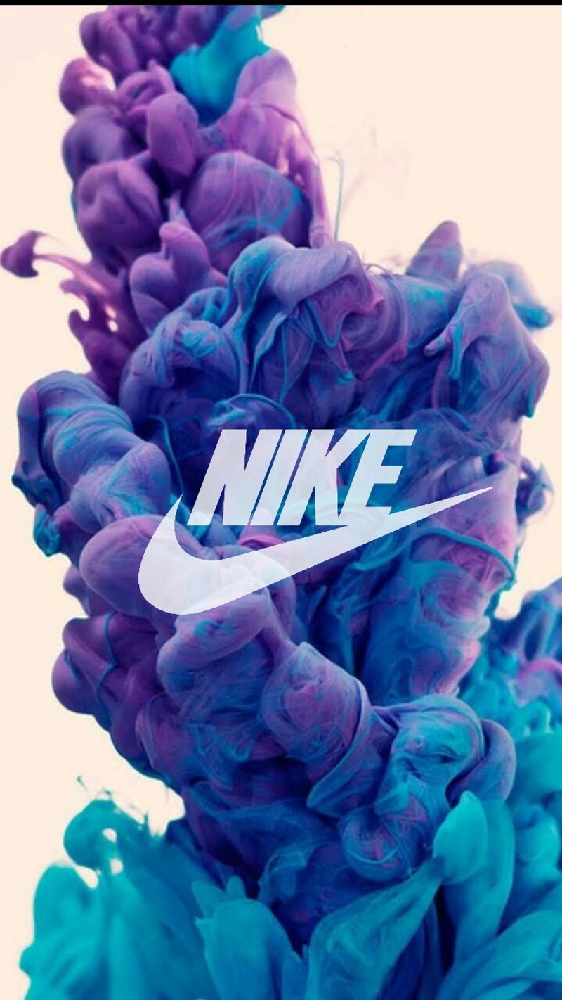 Логотип nike на пурпурном и синем фоне (синий, nike, фиолетовый, радуга, дым)