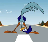 The Road Runner and Wile E. Coyote: Classic Cartoon Chase on a Desert Road