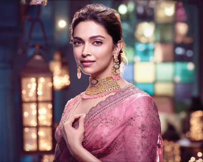 Portrait élégant de Deepika Padukone en bijoux traditionnels