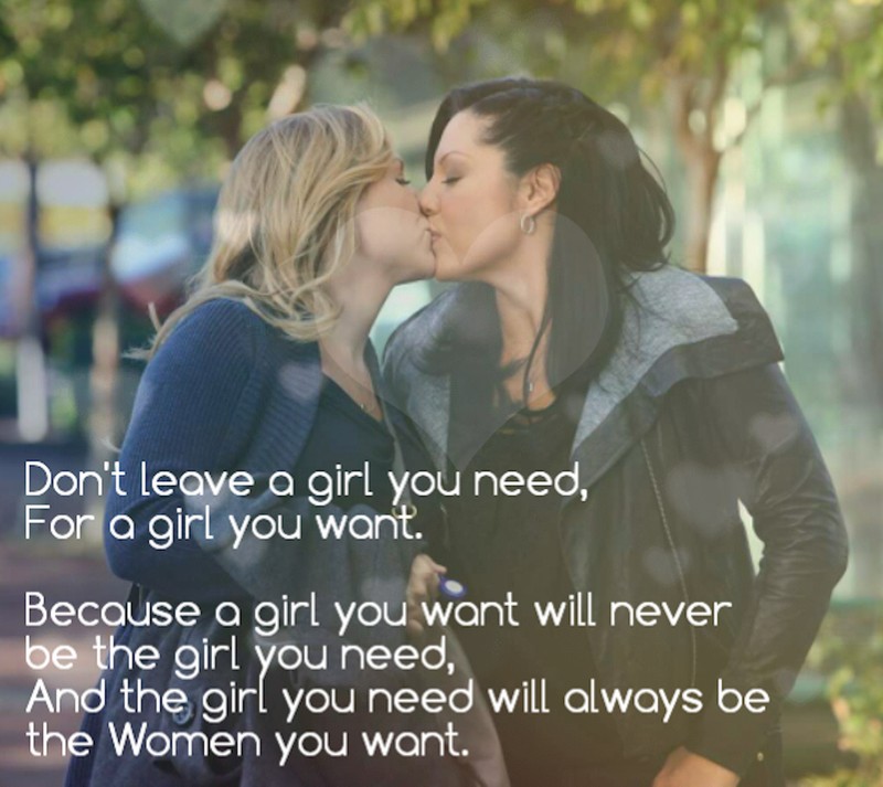 Две женщины целуются друг с другом с цитатой на фоне (callie and arizona, dont leave, greys anatomy, любовь)