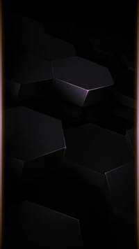 Elegant Black Hexagons with Purple Accents in 3D Edge Style