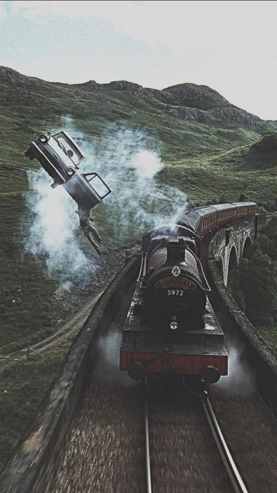 cars, harry potter, hogwarts express, ron weasley, train