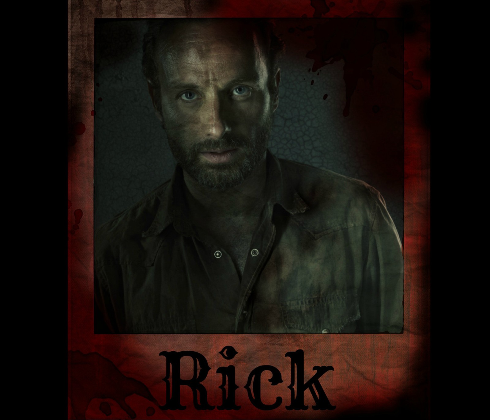 A close up of a man with a beard and a shirt (rick grimes, the walking dead, twd)