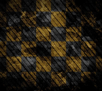 Grunge Black and Yellow Checkerboard Pattern