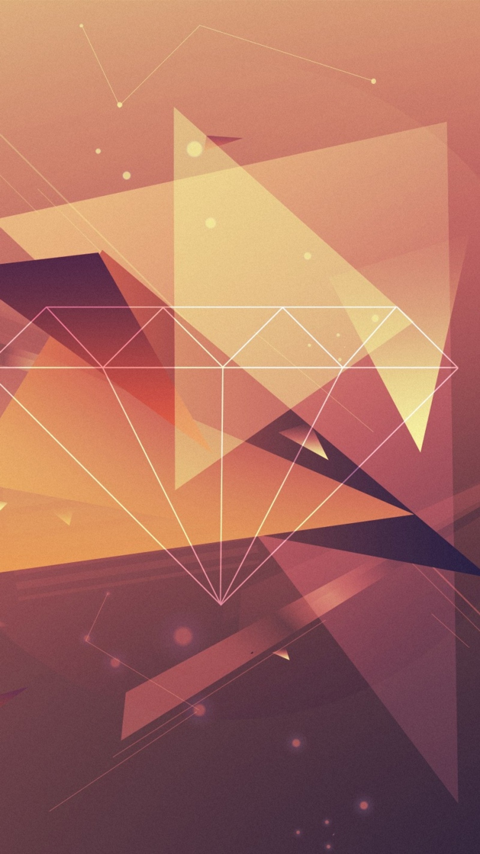 Ein bild eines geometrischen designs mit einem lila hintergrund (diamant, geometrisch, orange, lila, formen)