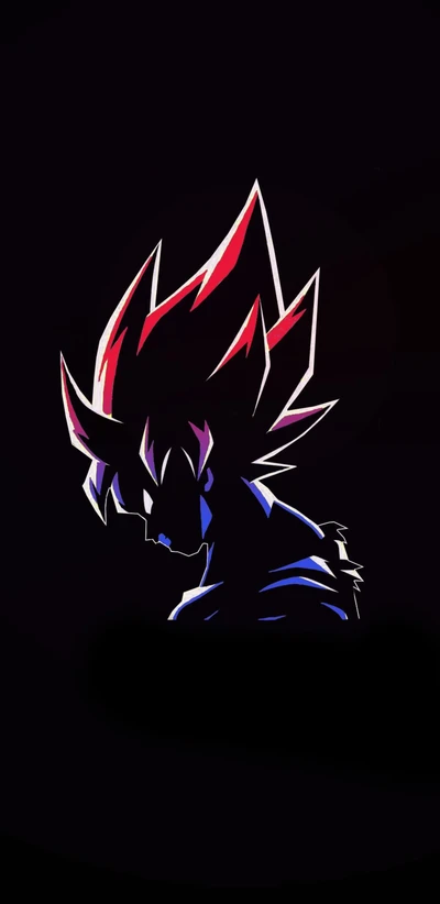 Silhouette of a powerful anime character with spiky hair, inspired by "Dragon Ball Z.